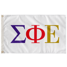 Load image into Gallery viewer, Sigma Phi Epsilon Fraternity Letter Flag - White & Multi