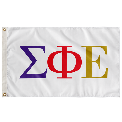 Sigma Phi Epsilon Fraternity Letter Flag - White & Multi