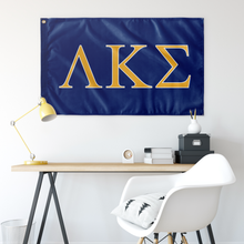 Load image into Gallery viewer, Lambda Kappa Sigma Sorority Flag - Royal, Light Gold & White