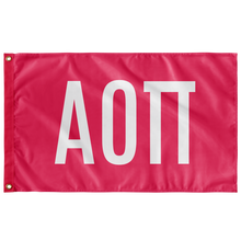 Load image into Gallery viewer, Alpha Omicron Pi Sorority Letters Flag - Pink &amp; White