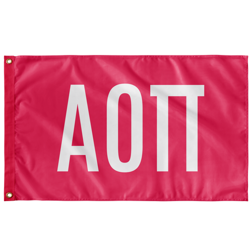 Alpha Omicron Pi Sorority Letters Flag - Pink & White