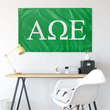 Load image into Gallery viewer, Alpha Omega Epsilon Sorority Flag - Green & White