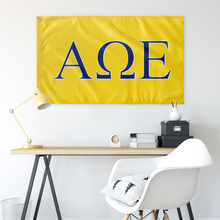 Load image into Gallery viewer, Alpha Omega Epsilon Sorority Flag - Yellow, Blue, & White