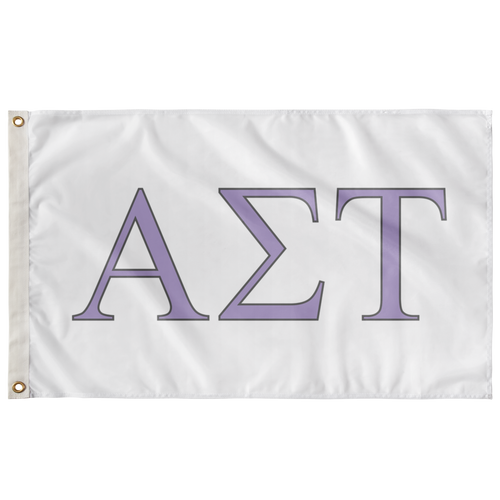 Alpha Sigma Tau Sorority Flag - White, Lavender & Silver Grey