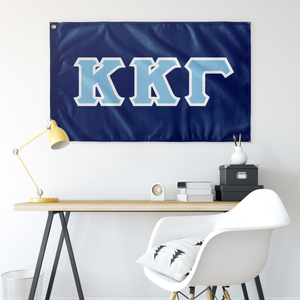 Kappa Kappa Gamma Greek Block Flag - Kappa Blue, Light Blue & White