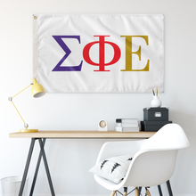 Load image into Gallery viewer, Sigma Phi Epsilon Fraternity Letter Flag - White & Multi