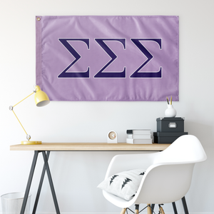 Sigma Sigma Sigma Sorority Flag - Pale Purple, Royal Purple & White
