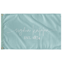 Load image into Gallery viewer, Sigma Kappa Sorority Script Flag - Mint &amp; White