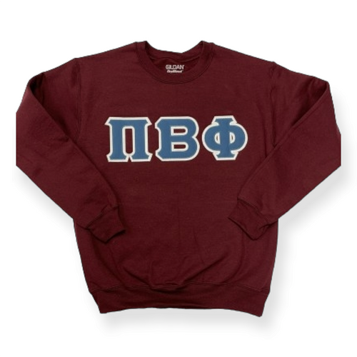 Pi Beta Phi Sorority Letter Sweatshirt - Maroon, Columbia Blue & White