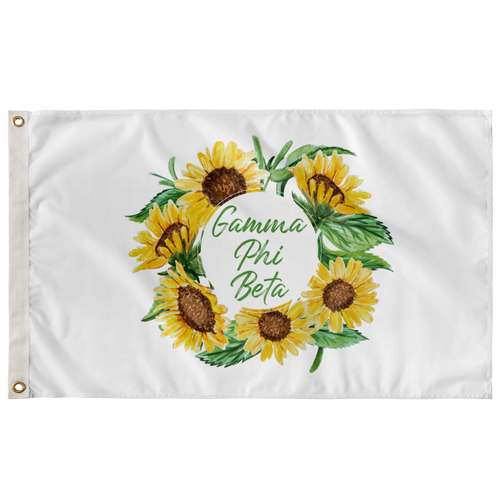 Gamma Phi Beta Sunflower Wreath Greek Flag