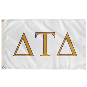 Delta Tau Delta Fraternity Flag - White, Explorer Gold & Explorer Purple
