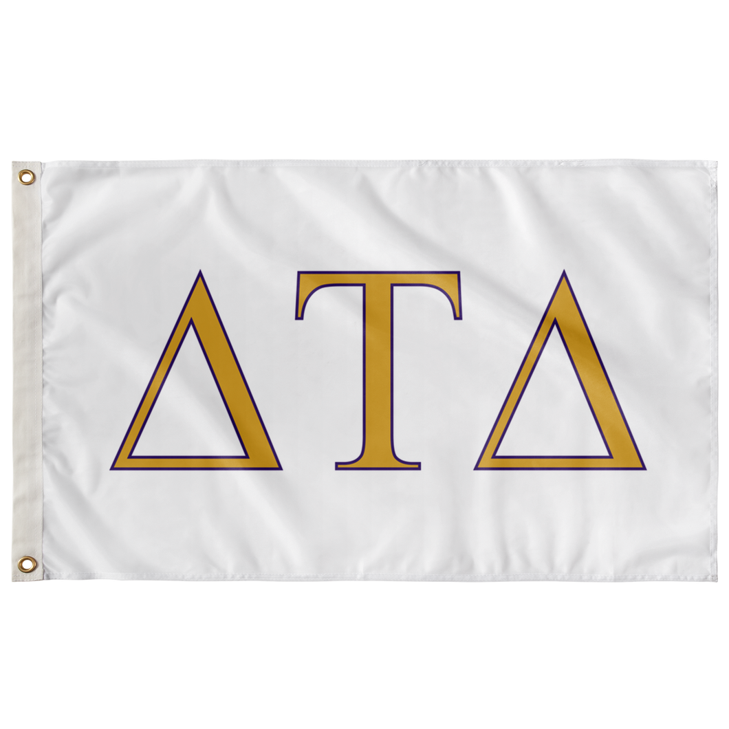 Delta Tau Delta Fraternity Flag - White, Explorer Gold & Explorer Purple