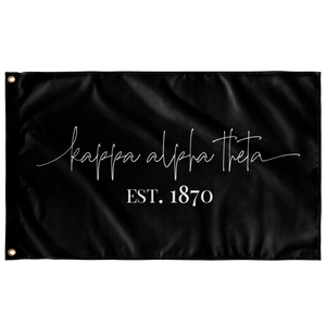 Kappa Alpha Theta Sorority Script Flag - Black & White