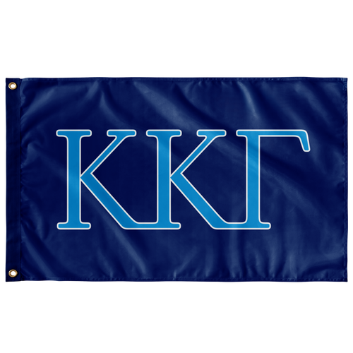 Kappa Kappa Gamma Sorority Letter Flag - Kappa Blue, Gamma Blue & White
