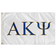 Load image into Gallery viewer, Alpha Kappa Psi Fraternity Flag - White, Royal & Gold