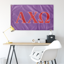 Load image into Gallery viewer, Alpha Chi Omega Sorority Flag - Iris, Scarlet &amp; White