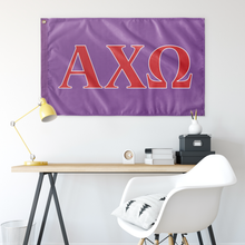 Load image into Gallery viewer, Alpha Chi Omega Sorority Flag - Iris, Scarlet & White