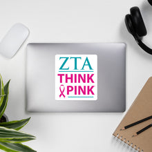 Load image into Gallery viewer, Zeta Tau Alpha Think Pink Sticker - White