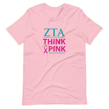 Load image into Gallery viewer, Zeta Tau Alpha Think Pink Sorority T-Shirt