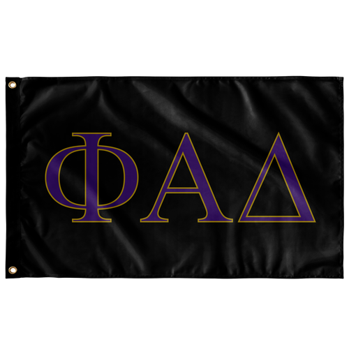 Phi Alpha Delta Fraternity Flag - Black, Purple & Light Old Gold