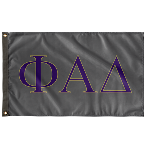 Phi Alpha Delta Fraternity Flag - Charcoal Gray, Purple & Vegas Gold