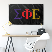 Load image into Gallery viewer, Sigma Phi Epsilon Fraternity Letter Flag - Black &amp; Multi