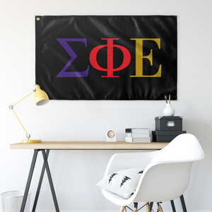 Sigma Phi Epsilon Fraternity Letter Flag - Black & Multi