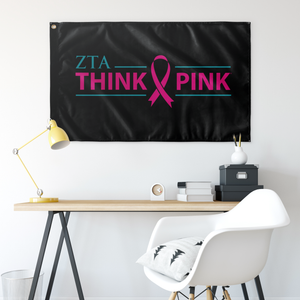 Zeta Tau Alpha Think Pink Sorority Flag - Black