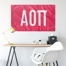Load image into Gallery viewer, Alpha Omicron Pi Sorority Letters Flag - Pink &amp; White