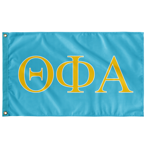 Theta Phi Alpha Sorority Flag - Turquoise, Goldenrod & White
