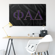 Load image into Gallery viewer, Phi Alpha Delta Fraternity Flag - Black, Purple & Vegas Gold