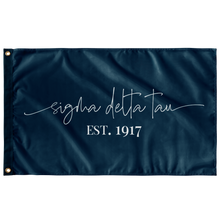 Load image into Gallery viewer, Sigma Delta Tau Sorority Script Flag - Azure Blue & White