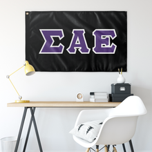 Load image into Gallery viewer, Sigma Alpha Epsilon Greek Block Flag - Black, SAE Purple & White