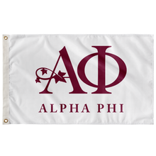 Load image into Gallery viewer, Alpha Phi Full Logo Sorority Flag - White & Bordeaux