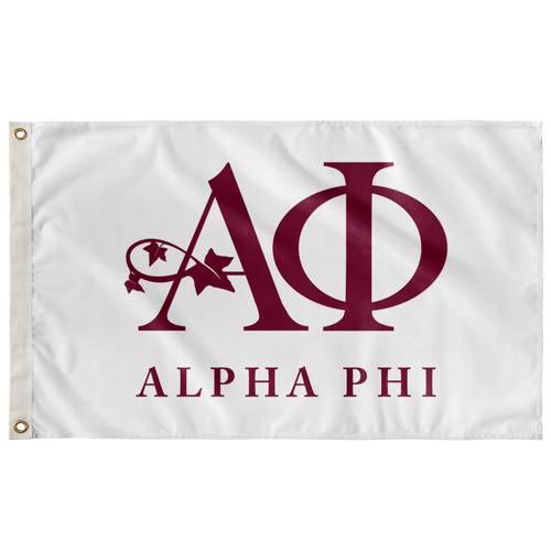 Alpha Phi Full Logo Sorority Flag - White & Bordeaux
