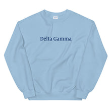 Load image into Gallery viewer, Delta Gamma Navy Wordmark Sweatshirt