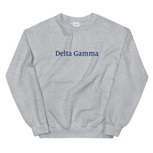 Load image into Gallery viewer, Delta Gamma Navy Wordmark Sweatshirt
