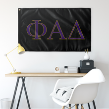 Load image into Gallery viewer, Phi Alpha Delta Fraternity Flag - Black, Purple & Light Old Gold