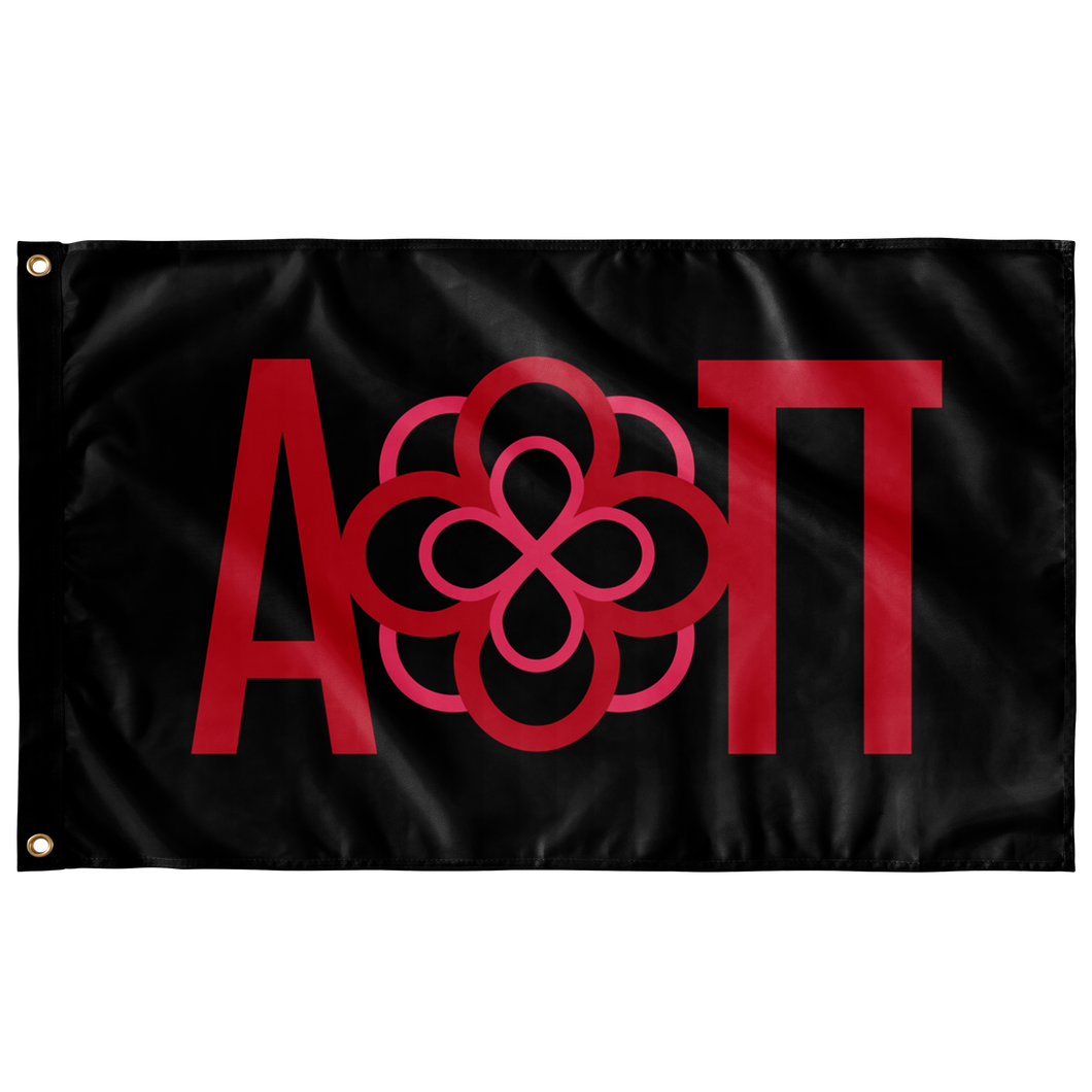 Alpha Omicron Pi Infinity Rose Sorority Flag - Black