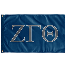 Load image into Gallery viewer, Zeta Gamma Theta Fraternity Flag - Colonial Blue, Metal &amp; White