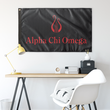 Load image into Gallery viewer, Alpha Chi Omega With Lyre Sorority Flag - Ebony & Scarlet