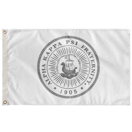 Alpha Kappa Psi Seal Fraternity Flag - White & Grey