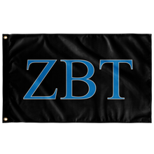 Load image into Gallery viewer, Zeta Beta Tau Fraternity Flag - Black, Turquoise & White