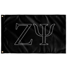 Load image into Gallery viewer, Zeta Psi Fraternity Letter Flag - Pure Black &amp; Pure White