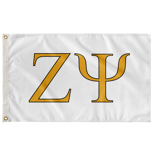 Zeta Psi Fraternity Flag - White, Light Gold & Black