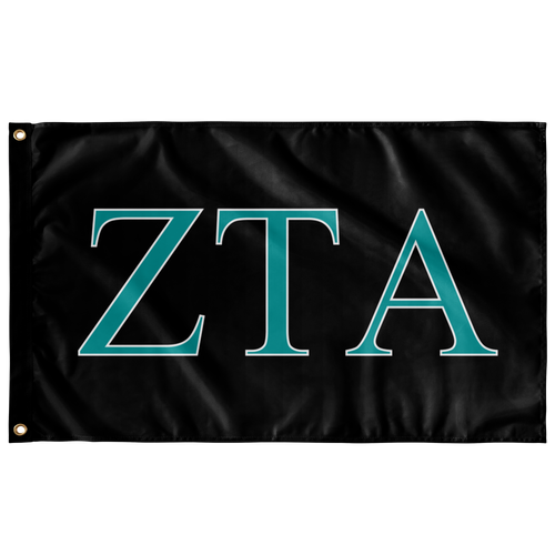 Zeta Tau Alpha Sorority Flag - Black, Teal & White