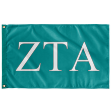Load image into Gallery viewer, Zeta Tau Alpha Sorority Flag - Teal, White & Silver