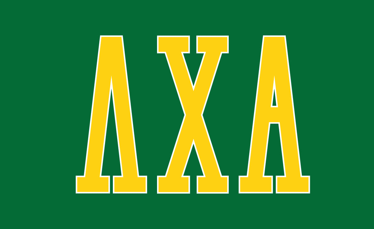 Lambda Chi Alpha Collegiate Block Greek Flag - Green, Yellow & White ...