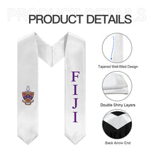 Load image into Gallery viewer, FIJI Graduation Stole With Crest - White &amp; Purple