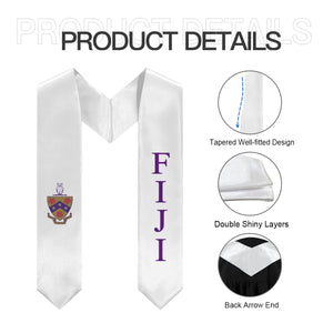 FIJI Graduation Stole With Crest - White & Purple